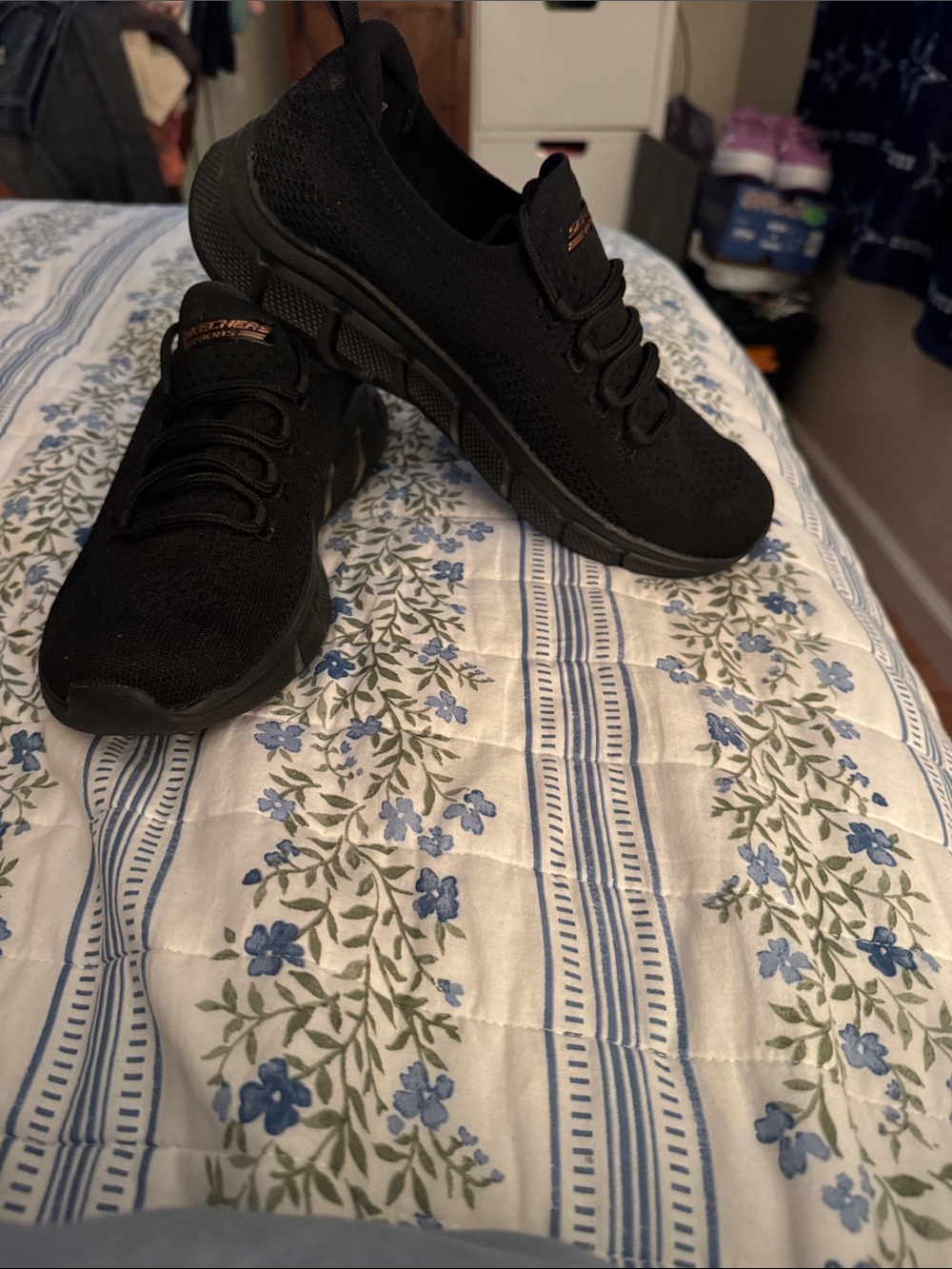 Skechers Women's Black Knit Slip-On Athletic Sneakers